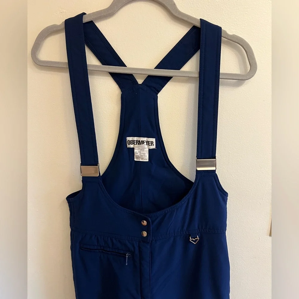 Vintage Obermeyer Navy Blue Snow Ski Bib Overalls Women’s Size 10 Soft Shell - Picture 2 of 16